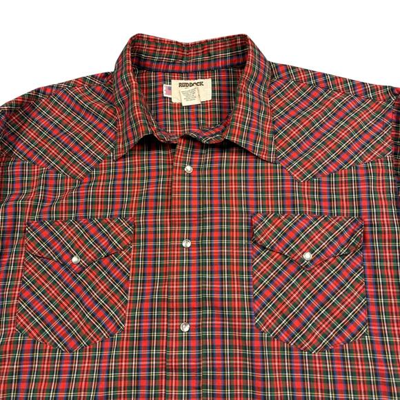 Vintage Ruddock Pearl Snap Western‎ Shirt Men's 17.5/35 USA Made Cowboy Utility - Picture 1 of 7